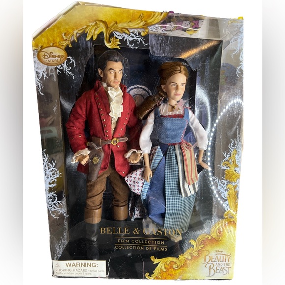 Disney Store Beauty & The Beast Live Action Movie BELLE & GASTON Doll Set NRFB